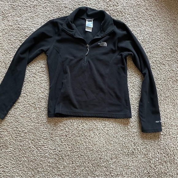 The North Face  Black TKA 100 Kids 1/4 Zip Fleece Pullover Girls Medium - Picture 1 of 5